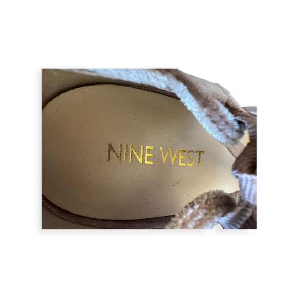 Nine West Ballet velvet lace up block heels shoes pink 9 M - Picture 11 of 11